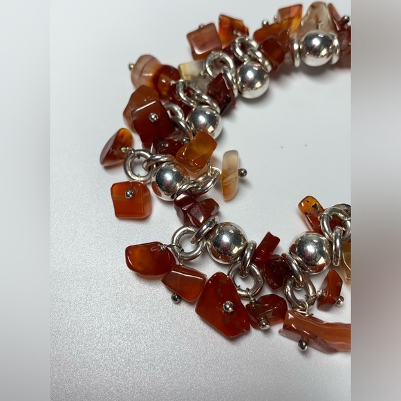 Silpada Very Rare Sterling Silver & Carnelian Bead ChaCha Stretch Bracelet - Picture 4 of 15